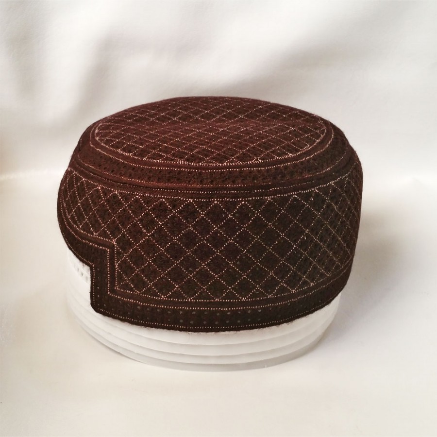 Maroon Zarri work Jamali Rumali Sindhi Cap or Topi MKC-825